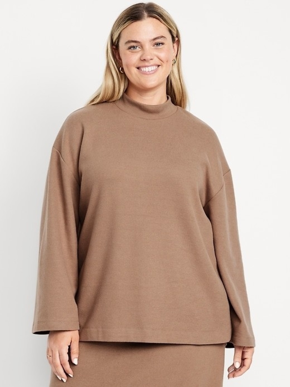 Old Navy Cozy Women's Mock Neck Long Sleeve Sweater Driftwood Hygge Soft Girl